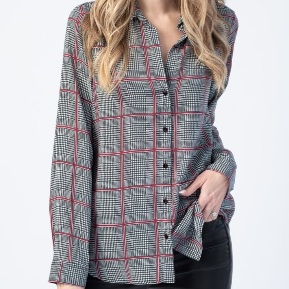 L'AGENCE Nina Long Sleeve Blouse in Autumn Pfeiffer Plaid - Picture 5 of 5